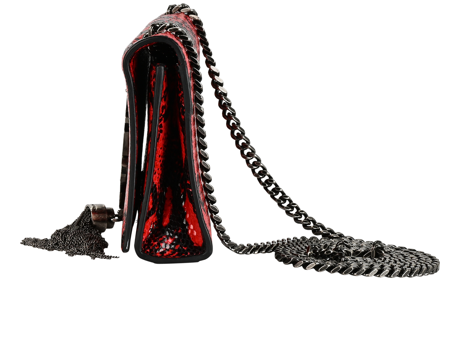 Snakeskin Print Kate Tassel, &pound;595, Handbags, Black/Red, Leather, Bottom view